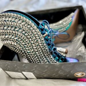 Size 10 Bling Stiletto Open-toe ankle boots